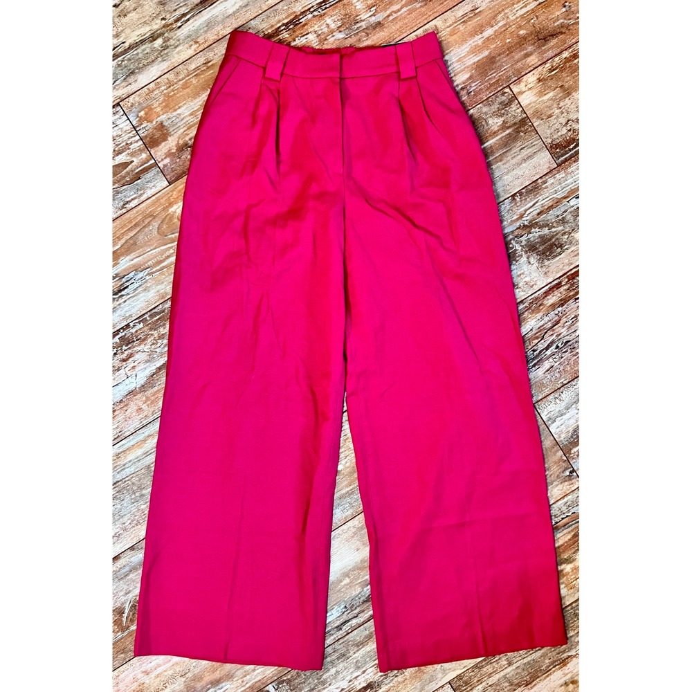 Express Wide Leg High Rise Trouser Pants Linen Blend Pink 4R NWT Barbiecore